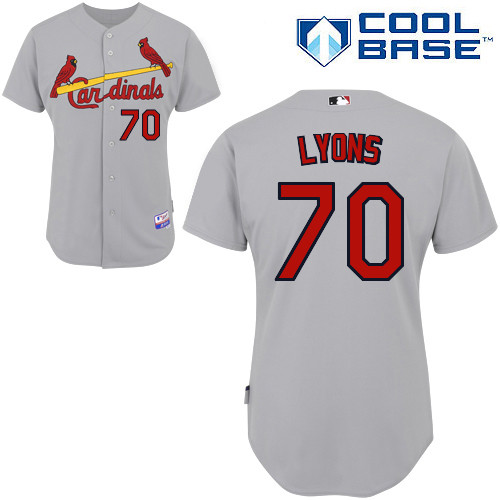 Tyler Lyons #70 MLB Jersey-St Louis Cardinals Men's Authentic Road Gray Cool Base Baseball Jersey